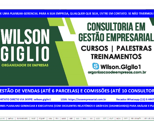 GESTÃO DE VENDAS / COMISSÕES / CONSULTORES qualquer ramo de atividade